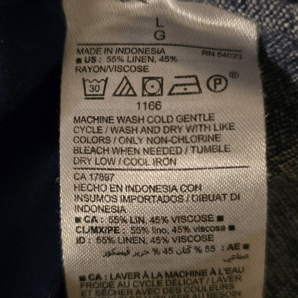 Old Navy Linen Blend Summer Casual Shorts Blue Pull On Elastic Waist Large - Picture 4 of 4